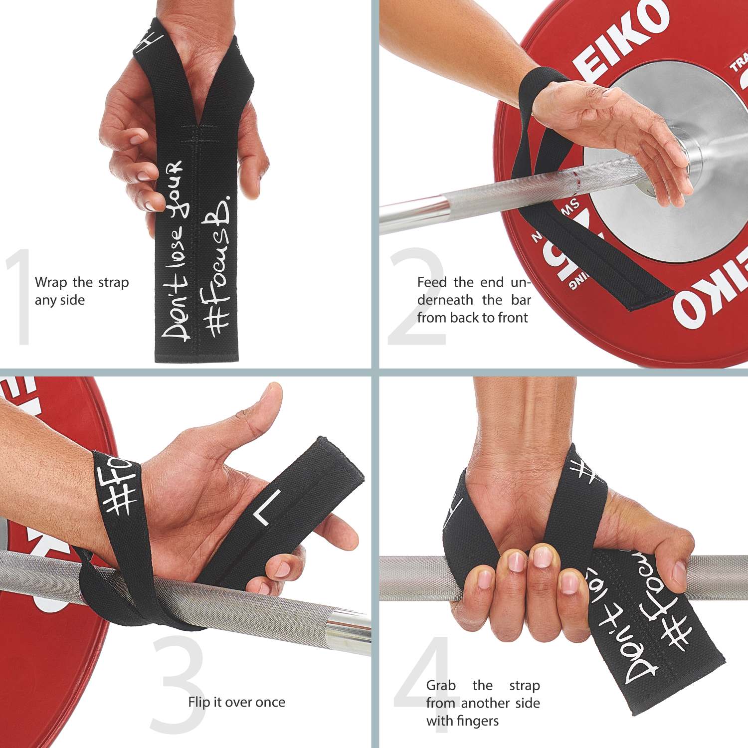 Weight Lifting Straps #FocusB White - Image 5